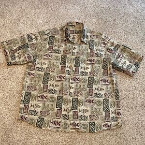 Summa brand men’s silk nylon shirt with fish size L